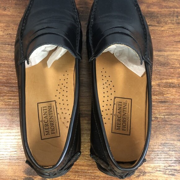 Mercanti Fiorentini Men 9.5 Driving Leather Loafers Shoe Black‎ Slip On Moc Toe - Picture 4 of 11